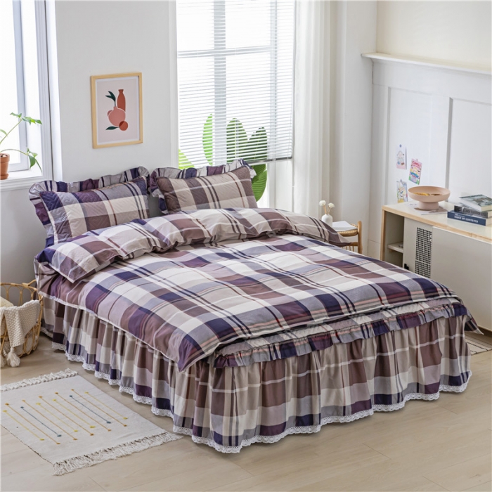 91家纺网 家纺一手货源 找家纺 纽缦 2021新款上下边夹棉床裙四件套 灰色格调