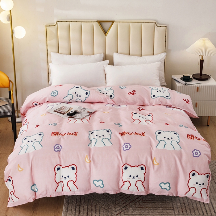 91家纺网 家纺一手货源 找家纺 纽缦 2021新款上下边夹棉床裙四件套 萌萌熊