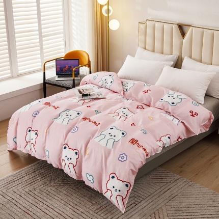 纽缦 2021新款上下边夹棉床裙四件套 萌萌熊