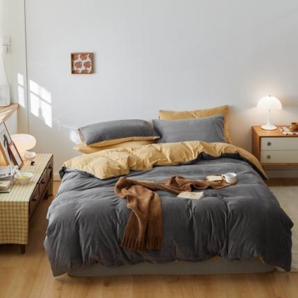 （总）2021新款高克重简约北欧风牛奶绒天鹅绒法莱绒四件套