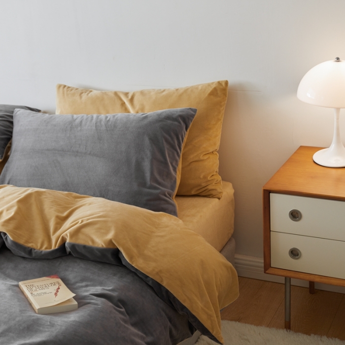 91家纺网 家纺一手货源 找家纺 （总）2021新款高克重简约北欧风牛奶绒天鹅绒法莱绒四件套