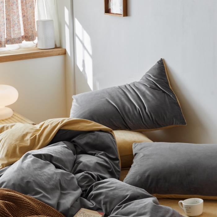 91家纺网 家纺一手货源 找家纺 （总）2021新款高克重简约北欧风牛奶绒天鹅绒法莱绒四件套