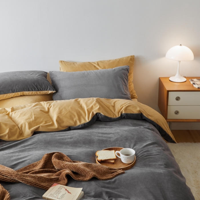 91家纺网 家纺一手货源 找家纺 （总）2021新款高克重简约北欧风牛奶绒天鹅绒法莱绒四件套