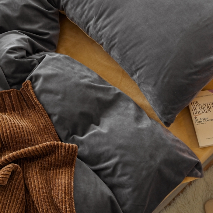 91家纺网 家纺一手货源 找家纺 （总）2021新款高克重简约北欧风牛奶绒天鹅绒法莱绒四件套