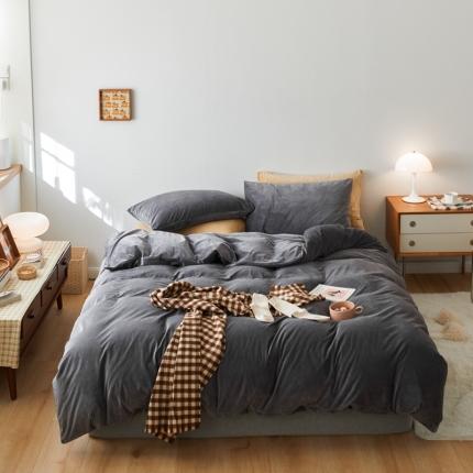 91家纺网 家纺一手货源 找家纺 （总）2021新款高克重简约北欧风牛奶绒天鹅绒法莱绒四件套