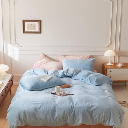 91家纺网 家纺一手货源 找家纺 （总）2021新款高克重简约北欧风牛奶绒天鹅绒法莱绒四件套