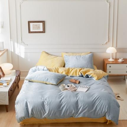 91家纺网 家纺一手货源 找家纺 （总）2021新款高克重简约北欧风牛奶绒天鹅绒法莱绒四件套