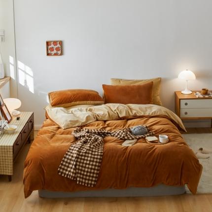 91家纺网 家纺一手货源 找家纺 （总）2021新款高克重简约北欧风牛奶绒天鹅绒法莱绒四件套