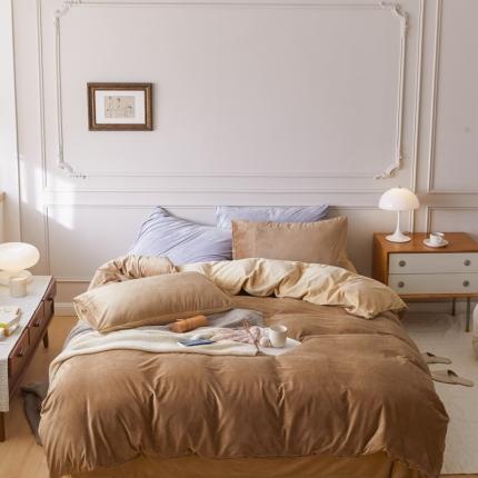 91家纺网 家纺一手货源 找家纺 （总）2021新款高克重简约北欧风牛奶绒天鹅绒法莱绒四件套