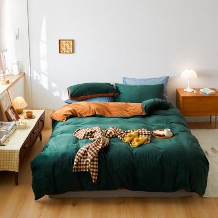 91家纺网 家纺一手货源 找家纺 （总）2021新款高克重简约北欧风牛奶绒天鹅绒法莱绒四件套