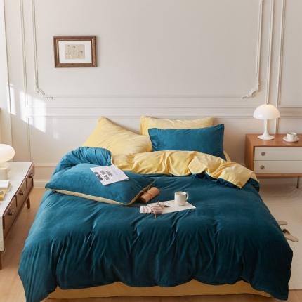 91家纺网 家纺一手货源 找家纺 （总）2021新款高克重简约北欧风牛奶绒天鹅绒法莱绒四件套