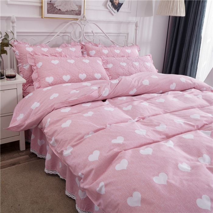 91家纺网 家纺一手货源 找家纺 纽缦 2021新款上下边夹棉床裙四件套 清新物语