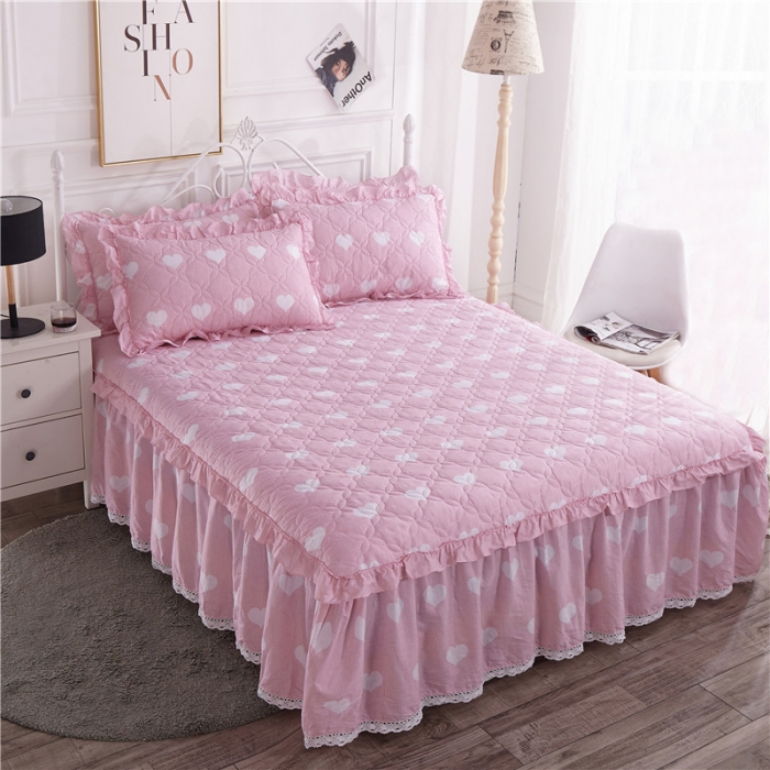 91家纺网 家纺一手货源 找家纺 纽缦 2021新款上下边夹棉床裙四件套 清新物语