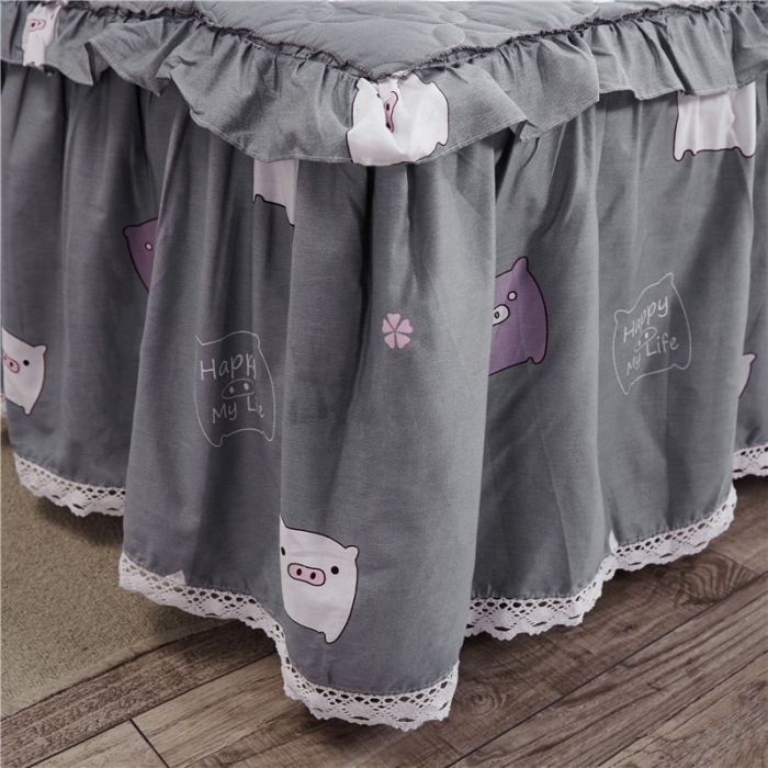 91家纺网 家纺一手货源 找家纺 纽缦 2021新款上下边夹棉床裙四件套 小猪宝宝