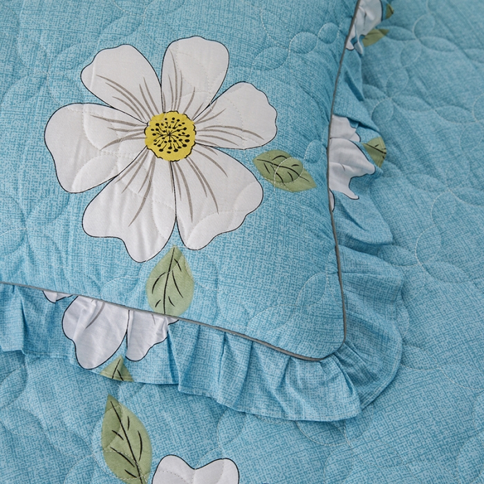 91家纺网 家纺一手货源 找家纺 纽缦 2021新款上下边夹棉单枕套 花开半夏绿