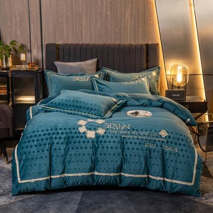 91家纺网 家纺一手货源 找家纺 （总）莎臣豹 2025新款高档刺绣德芙绒牛奶绒四件套