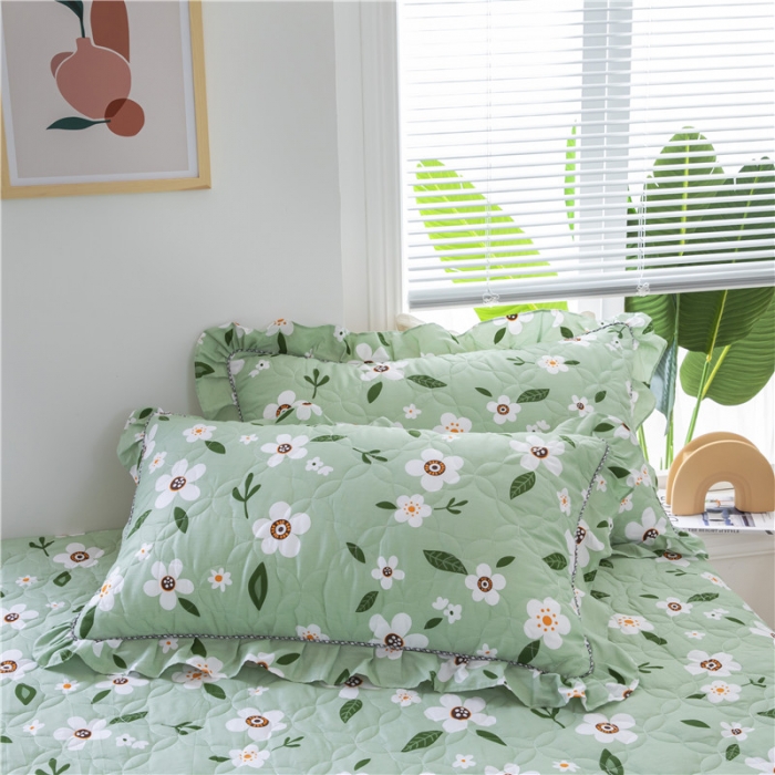 91家纺网 家纺一手货源 找家纺 纽缦 2021新款上下边夹棉单枕套 可可佳人绿