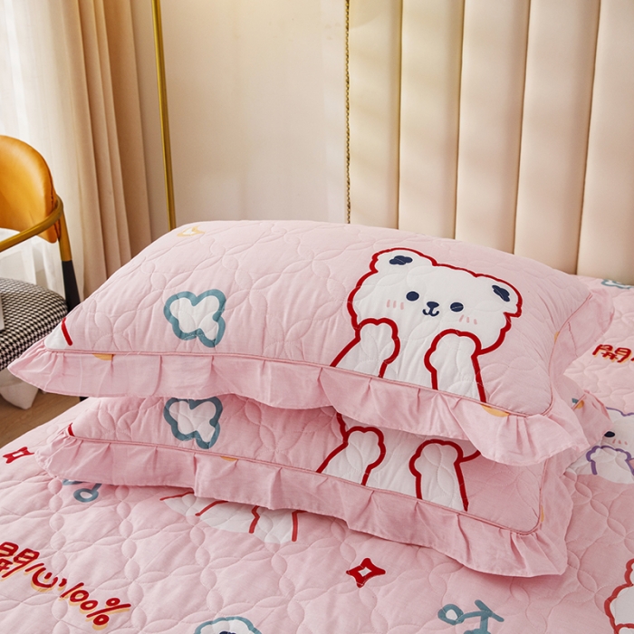 91家纺网 家纺一手货源 找家纺 纽缦 2021新款上下边夹棉单枕套 萌萌熊