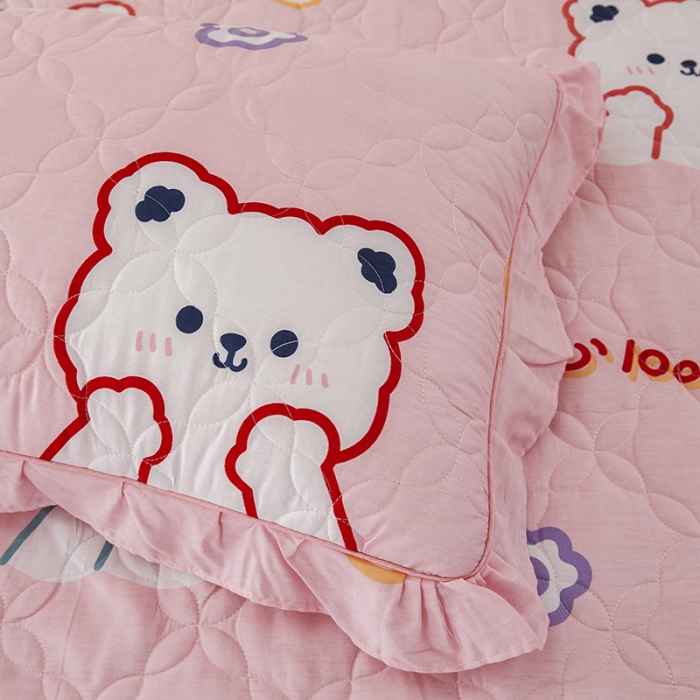 91家纺网 家纺一手货源 找家纺 纽缦 2021新款上下边夹棉单枕套 萌萌熊