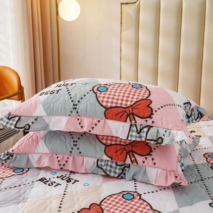 91家纺网 家纺一手货源 找家纺 纽缦 2021新款上下边夹棉单枕套 糖果熊