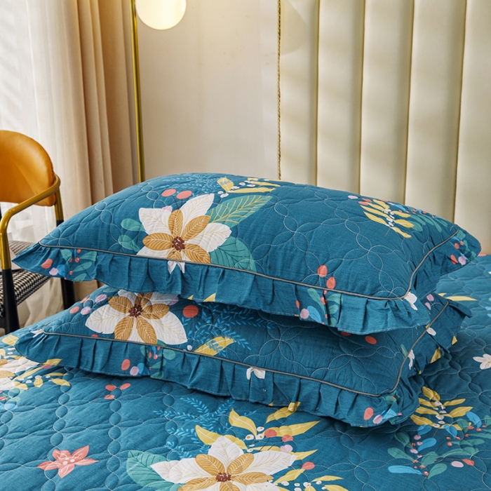 91家纺网 家纺一手货源 找家纺 纽缦 2021新款上下边夹棉单枕套 油菜花兰