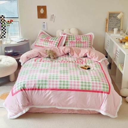 91家纺网 家纺一手货源 找家纺 （总）圆岛家纺 新款冬季数码印花高档婴儿绒兔兔绒四件套