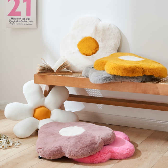 91家纺网 家纺一手货源 找家纺 总希诺2021新ins大兔绒花朵记忆棉坐垫北欧风民宿风可拆洗