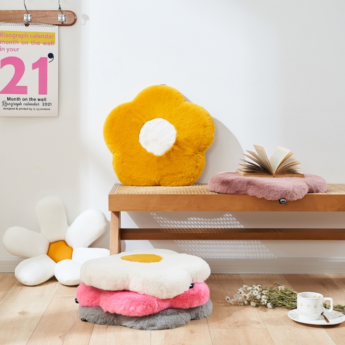 91家纺网 家纺一手货源 找家纺 总希诺2021新ins大兔绒花朵记忆棉坐垫北欧风民宿风可拆洗