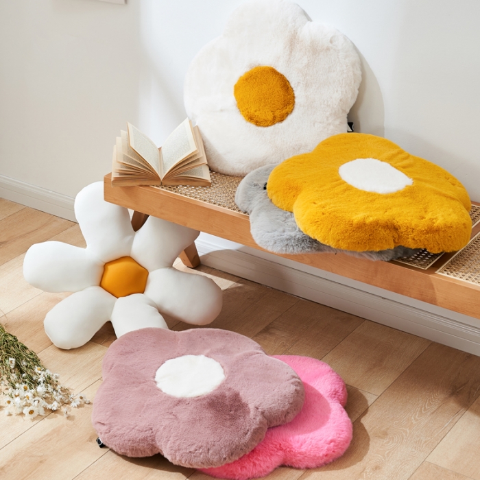 91家纺网 家纺一手货源 找家纺 总希诺2021新ins大兔绒花朵记忆棉坐垫北欧风民宿风可拆洗