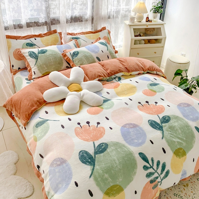 91家纺网 家纺一手货源 找家纺 金爱家 2021新款250克牛奶绒四件套 梦幻世界