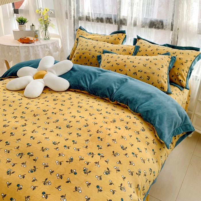 91家纺网 家纺一手货源 找家纺 金爱家 2021新款250克牛奶绒四件套 秋实