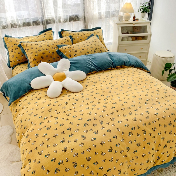 91家纺网 家纺一手货源 找家纺 金爱家 2021新款250克牛奶绒四件套 秋实