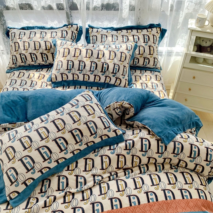 91家纺网 家纺一手货源 找家纺 金爱家 2021新款250克牛奶绒四件套 时尚DJ