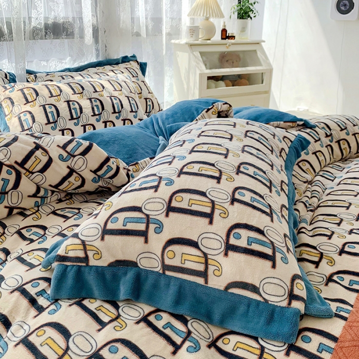 91家纺网 家纺一手货源 找家纺 金爱家 2021新款250克牛奶绒四件套 时尚DJ