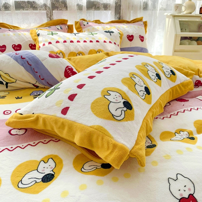 91家纺网 家纺一手货源 找家纺 金爱家 2021新款250克牛奶绒四件套 小淘气