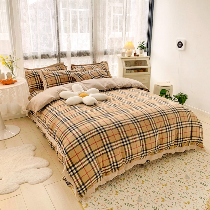 91家纺网 家纺一手货源 找家纺 金爱家 2021新款250克牛奶绒四件套 巴宝莉