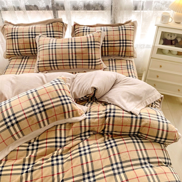 91家纺网 家纺一手货源 找家纺 金爱家 2021新款250克牛奶绒四件套 巴宝莉