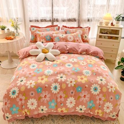 金爱家 2021新款250克牛奶绒四件套 蓓蕾粉