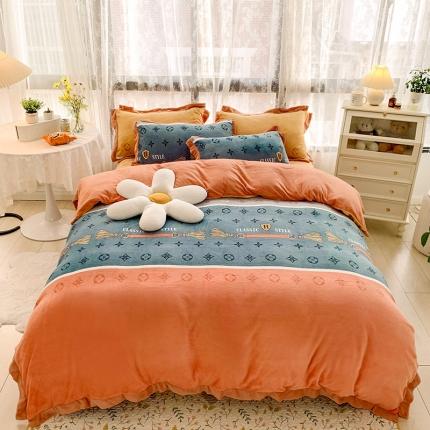 金爱家 2021新款250克牛奶绒四件套 多彩