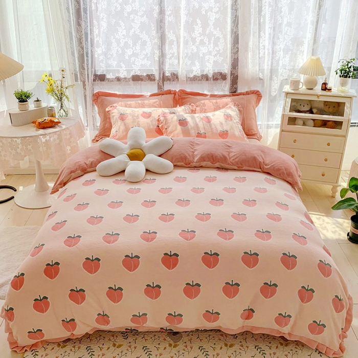 91家纺网 家纺一手货源 找家纺 金爱家 2021新款250克牛奶绒四件套 蜜桃