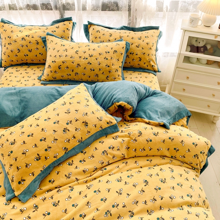 91家纺网 家纺一手货源 找家纺 金爱家 2021新款250克牛奶绒四件套 秋实