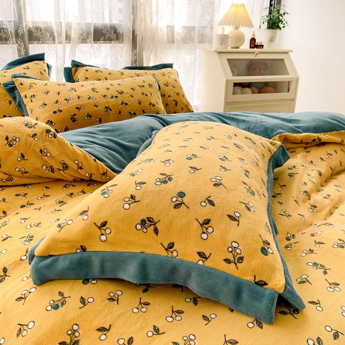 91家纺网 家纺一手货源 找家纺 金爱家 2021新款250克牛奶绒四件套 秋实