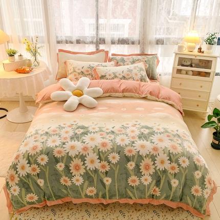 金爱家 2021新款250克牛奶绒四件套 诗情花意