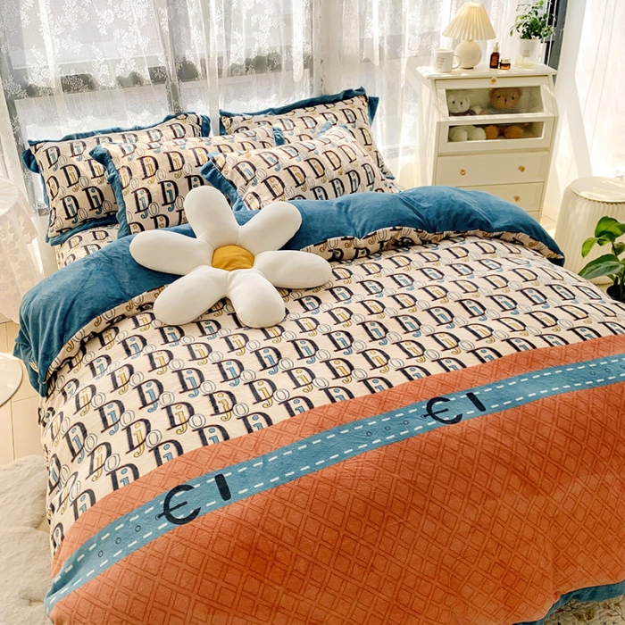 91家纺网 家纺一手货源 找家纺 金爱家 2021新款250克牛奶绒四件套 时尚DJ