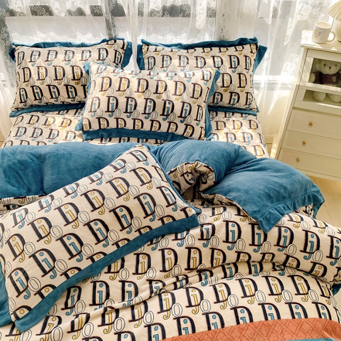 91家纺网 家纺一手货源 找家纺 金爱家 2021新款250克牛奶绒四件套 时尚DJ