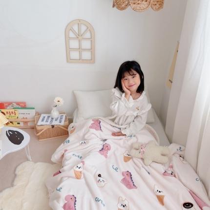 91家纺网 家纺一手货源 找家纺 鱼宝 2021新款牛奶绒+羊羔绒毯被 冰激凌