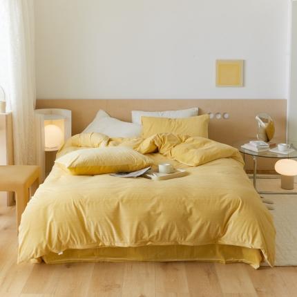 91家纺网 家纺一手货源 找家纺 梦享生活家居 2021新款麻花丽丝绒四件套 麻花奶黄