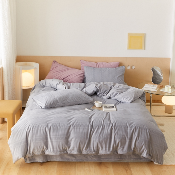 91家纺网 家纺一手货源 找家纺 梦享生活家居 2021新款麻花丽丝绒四件套 麻花淡雅灰