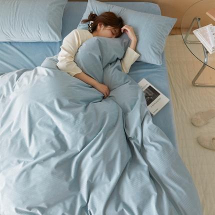 梦享生活家居 2021新款麻花丽丝绒四件套 麻花水蓝