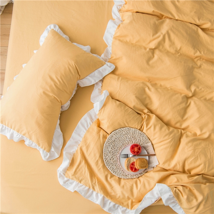 91家纺网 家纺一手货源 找家纺 轻奢坊2023日系褶皱短花边单品枕套48*74cm象小黄一只